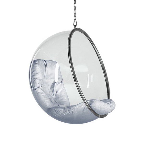 Adelta - Bubble Chair, Lederbezug in silber oder weiß