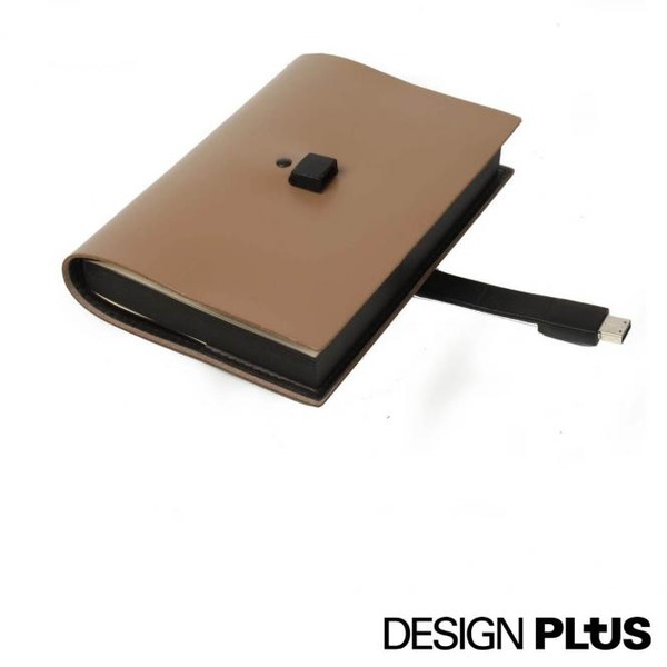 Notizbuch Quattrogiga mit 8GB USB Verschluss taupe