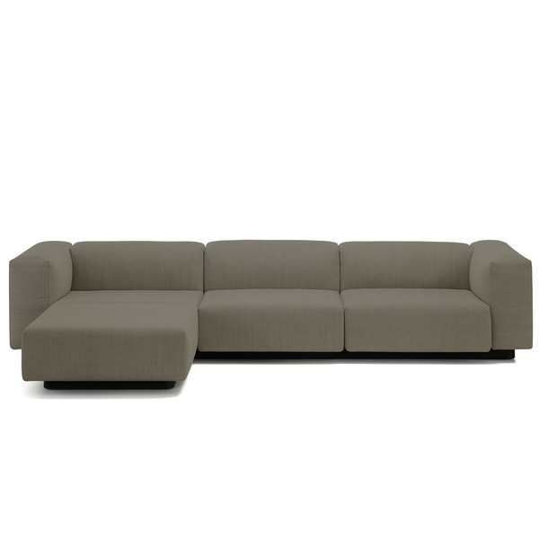 Vitra - Soft Modular Sofa, 3-Sitzer mit Chaiselongue links, warmgrey (Laser 05)