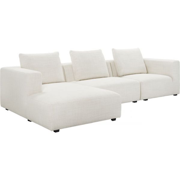 Ponta 3-Sitzer Sofa mit Chaiselongue rechts aus Stoff Fasoli snow white
